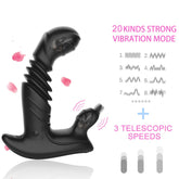 Masajeador de próstata telescópico para hombres y mujeres, doble descarga, masturbación, punto G, vestíbulo, tapón anal, juguete sexual al por mayor